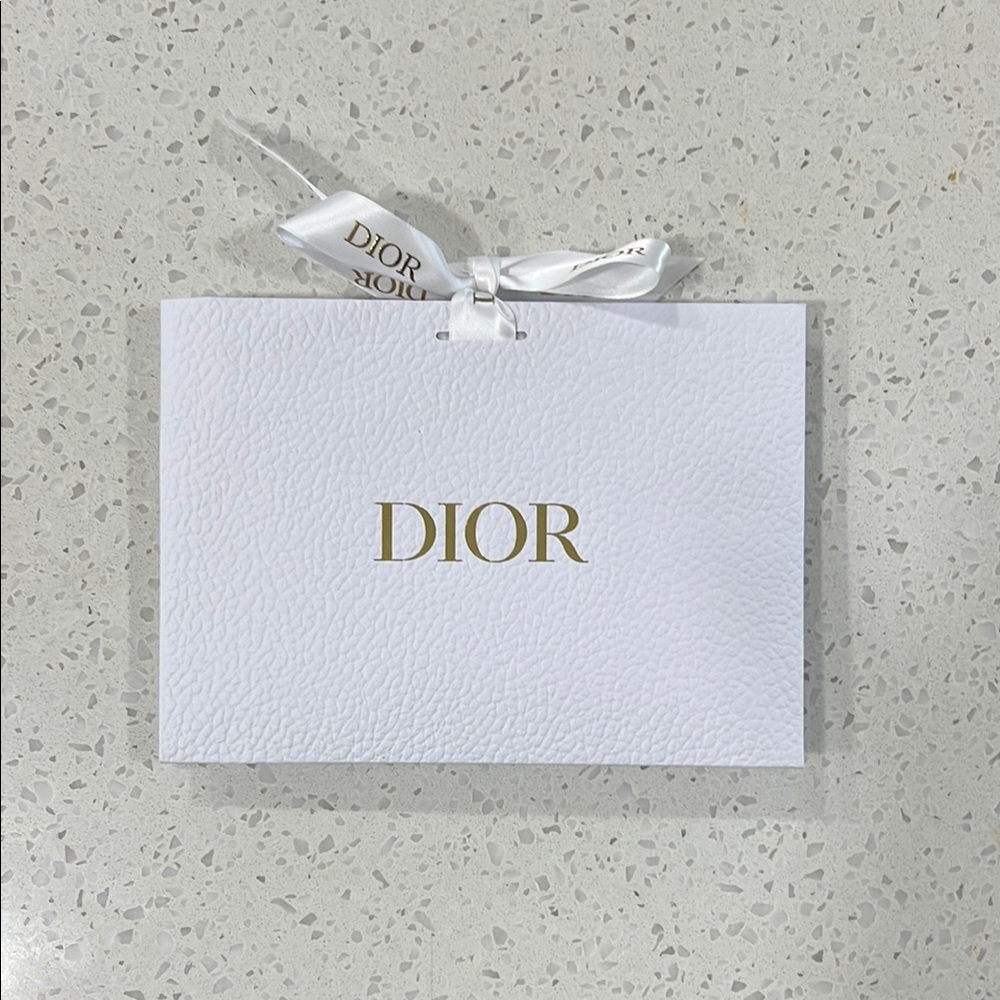 Dior White and Gold Gift Bag with Ribbon